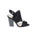 Just Fab Heels: Slingback Chunky Heel Edgy Black Print Shoes - Women's Size 8 - Open Toe
