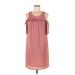 Lauren Conrad Casual Dress - Mini Cold Shoulder Short sleeves: Pink Print Dresses - Women's Size Medium