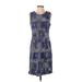 J. McLaughlin Casual Dress - Sheath: Blue Acid Wash Print Dresses - Women's Size Small