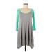 Heart & Hips Casual Dress - A-Line Scoop Neck 3/4 sleeves: Gray Print Dresses - Women's Size Medium