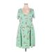 Torrid Casual Dress - Mini Scoop Neck Short sleeves: Green Print Dresses - Women's Size 3X Plus