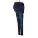 Indigo Blue Jeans - Low Rise Skinny Leg Jeggings: Blue Bottoms - Women's Size X-Small Maternity - Sandwash