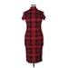 Shein Casual Dress - Bodycon Mock Short sleeves: Red Plaid Dresses - Women's Size X-Large