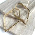 Anthropologie Jewelry | New~ Anthropologie Angled & Etched Gold Diamond Shape Hoop Earrings | Color: Gold | Size: Os