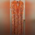 Torrid Dresses | Nwt Torrid Peach Crochet Floral Print Long Dress Torrid Size 2 | Color: Orange/White | Size: 18/20
