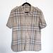 Burberry Shirts | Burberry Nova Check Plaid Short Sleeve Button Down Mens Shirt Large Tan Classic | Color: Gray/Tan | Size: L