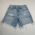 American Eagle Outfitters Shorts | American Eagle 90s Boyfriend Shorts Womens 0 Distressed Light Wash High Rise | Color: Blue | Size: 0