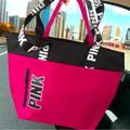 Pink Victoria's Secret Bags | Nwt Pink Victoria’s Secret Signature Pink Weekend Zipper Top Tote Bag | Color: Black/Pink | Size: 18x13x4