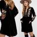 Free People Dresses | Free People Velvet Floral Embroidered Tunic Dress | Color: Black | Size: Xs