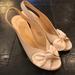 Nine West Shoes | Nine West Cream Slingback Peep Toe Heels 9.5m | Color: Brown/Cream | Size: 9.5