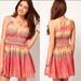 Free People Dresses | Free People Red Yellow Indian Summer Lurex Mini Dress | Color: Orange/Red/Tan/Yellow | Size: M