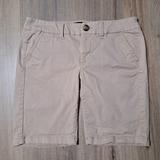 American Eagle Outfitters Shorts | American Eagle Women's Bermuda Shorts Khaki Beige Tan Stretch Uniform Size 4 | Color: Cream | Size: 4