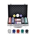 VEVOR Kunststoff Pokerchip-Set, 200-teiliges Pokerset Ungekennzeichnet, Pokerspielset mit Alu-Pokerkoffer, Karten, Knöpfe und Würfel, Komplett Set 6-7 Spieler für Texas Hold'em, Blackjack usw.