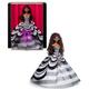 Barbie Signature Doll, 65th Anniversary Collectible with Brown Braided Hair, Black and White Gown, Sapphire Gem Earrings and Sunglasses, HRM59