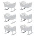 ERINGOGO 6 Pcs Mini Cradle Wood Cradle Doll Toy Crib for Dolls Dollhouse Baby Crib Dollhouse Mini Accessories Baby Doll Crib Baby Doll House Kids Pretend Play Toys Wooden White Miniature