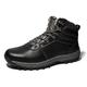 SKINII Men's Boots， Winter Warm Men's Boots Leather Plush Snow Boots Men's Handmade Waterproof High-top Men's Work Shoes (Color : Black, Size : 5.5)