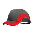 JSP HardCap A1+ Short Brim Bump Cap - Gray/Red, Reflective Piping, Ventilated, One-Handed Adjuster (ABS000-00L-504)