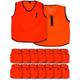 Loops 15 PACK 50 Inch Adult Sports Training Bibs - Numbered 1-15 ORANGE Plain Vest