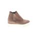 J/Slides Ankle Boots: Brown Color Block Shoes - Women's Size 7 1/2 - Round Toe