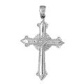 Jewels Obsession 14K White Gold Fleur de Lis Cross Pendant