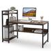 Computer Desk with 4-Tier Shelves, 60" Modern Office Desk Table Study Writing Desk Workstation with Bookshelf and Tower Shelf