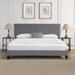 Queen Size Upholstered Platform Bed Frame with Button Tufted Linen Headboard, Solid Wood Support for Easy Installation, Gray