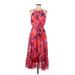Vince Camuto Casual Dress - A-Line High Neck Sleeveless: Red Print Dresses - Women's Size 6