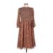 Ann Taylor Casual Dress - Midi Crew Neck 3/4 sleeves: Brown Leopard Print Dresses - Women's Size 10