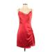 Nasty Gal Inc. Cocktail Dress - Mini Cowl Neck Sleeveless: Red Print Dresses - Women's Size 4