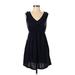 St. John's Bay Casual Dress - A-Line: Blue Solid Dresses - Women's Size Small