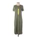 Jessica Simpson Casual Dress - Midi High Neck Short sleeves: Green Marled Dresses - New - Women's Size Small