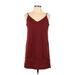 She + Sky Casual Dress - Mini V Neck Sleeveless: Brown Solid Dresses - Women's Size Large