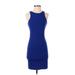 Forever 21 Casual Dress - Bodycon Crew Neck Sleeveless: Blue Solid Dresses - Women's Size Small