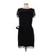 Brooks Brothers Cocktail Dress - Sheath Crew Neck Short sleeves: Black Solid Dresses - Women's Size 12