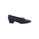 Cole Haan Heels: Slip On Chunky Heel Classic Blue Solid Shoes - Women's Size 5 1/2 - Almond Toe