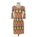 Sara Campbell Casual Dress - Sheath: Orange Aztec or Tribal Print Dresses - Women's Size X-Small