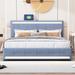 Wrought Studio™ Bed w/ LED Light, 4 Drawers & a set of Type C & USB Ports Upholstered/Velvet in Gray | 44.3 H x 62 W x 81.1 D in | Wayfair