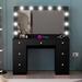 Boahaus LLC Freya Dressing Lighted Vanity w/ Mirror Wood in Black | Wayfair 1619-02-LB-6204-06