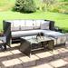 Sand & Stable™ Sybill 73" Wide Outdoor Wicker Right Hand Facing Patio Sectional w/ Coffee Table and Cushions Wicker/Rattan in Gray | Wayfair