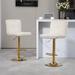 Ebern Designs Farjand Stool Upholstered/Velvet/Metal in White/Yellow | 17.13 W x 20.08 D in | Wayfair BB8444E3674F4E379C722DFE5B1105FD