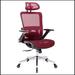 Inbox Zero Calles Mesh Office Chair w/ Headrest Upholstered/Mesh in Red/Brown | 46.6 H x 30.7 W x 30.7 D in | Wayfair