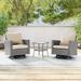Ebern Designs 3-Set Outdoor PE Wicker Furniture Swivel Rocking Couch Set w/ Coffee Table Metal in Gray | Wayfair 9FD0C29BC0974AE0B1D07702D165BB6C