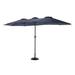 Arlmont & Co. Tabron 178.35" x 105.12" Rectangular Market Umbrella w/ Crank Lift Counter Weights Included in Blue/Navy | Wayfair