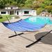 Arlmont & Co. Summerall Double Camping Hammock w/ Stand, Polyester in Blue | 120 H x 55 W x 75 D in | Wayfair CF4B77CCB83949CAA6EEBEDDA25E6869