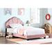 House of Hampton® Yuriko Scalloped Bed Upholstered/Velvet in Pink | 39.5 H x 44 W x 79 D in | Wayfair 970227ABE27C4762A9030D0B01537158