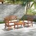 Winston Porter 4 PCS Outdoor Furniture Set w/ Soft Seat Cushions Stable Acacia Wood Frame Grey in White | Wayfair FBF99EE0C7A84BA8A64E4789FA0A30D0
