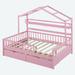 Harper Orchard Jaylyn House Beds Bed Wood in Brown/Pink | 70.9 H x 57.8 W x 77.6 D in | Wayfair 3C6F6F3088514A3DB1C9A9E2E60750DA