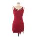 Shein Cocktail Dress - Bodycon V-Neck Sleeveless: Burgundy Solid Dresses - Women's Size Medium