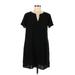 Lush Casual Dress - Shift V Neck Short sleeves: Black Print Dresses - Women's Size Medium