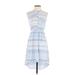 Olive and Oak Casual Dress - High/Low: Blue Acid Wash Print Dresses - Women's Size X-Small